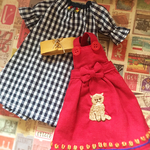 猫刺繍のエプロンとワンピース