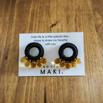 《再販》雫のループピアス/ﾌﾞﾗｯｸ×琥珀