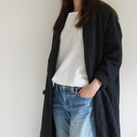 バイオ加工　リネンコート＜ブラック＞