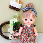 メルちゃん 服 【2点セット】小花柄ワンピース ヘアバンド