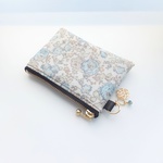 【再販】LIBERTY  　Felicite　フェリシテ　J17A　ブルーグレー系　ビニコの中布・仕切りポケット付きminiポーチ　◇◆コインケース・キーケースにも♪