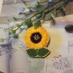 ぺたんこ刺繍ブローチ　ひまわりsummer2
