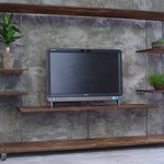 wood iron shelf 1010*1360*300（壁面テレビ台アイアン棚ラックシェルフウッド鉄木収納棚アンティークビンテージシャビーインダストリアルオープンラック両面棚段違い棚店舗什器）
