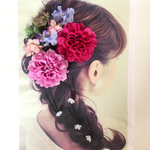 ローズピンクとフッシャーピンクが可愛いアンティーク風ヘアアクセサリーセット♡成人式　髪飾り 花飾り　袴　振袖　結婚式　ウェディングドレス　カラードレス　ヘアアレンジ　紫陽花