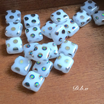 《10個》チェコガラススクエア White Dotted