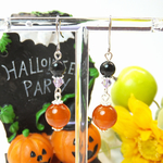🎃 ハロウィン カラー 🎃 カーネリアン＆オニキスのピアス
