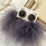 秋冬に♡ 大ぶり マラボー ファーピアス/大ぶりマラボー ファーイヤリング 