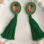 レトロなロングタッセルイヤリング  Green