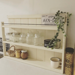 （再々…販） 新作（3段wideーL） カフェ風 木製ラック     スパイス ラック、キッチンラック  シェルフ（W）