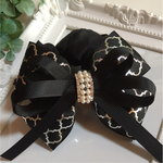 ブラックリボン×シルバーモロッカン柄リボンシュシュ♡