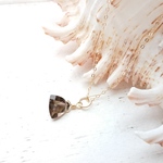 14kgf smokey quartz trilliantto necklace