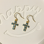 スワロフスキーアクアマリンクロスピアス