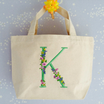 ＊エメラルドグリーン＊名前入りイニシャル刺繍バッグＳサイズ