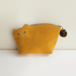 こねこポーチ001号mustard◎送料無料【受注生産】