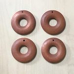 WOOD BROWN DOUGHNUT ROUND RING PENDANT BEADS 