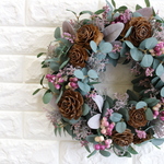 ＜ご予約中＞ユーカリdeふわふわ秋Wreath　40cm