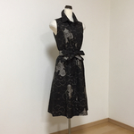 椿の花 純泥染大島紬のノースリーブシャツワンピース★着物リメイク