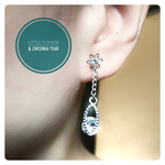 Little Flower & Zirconia Tear ノンホールピアス