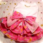 S34 丈25 ピンク金魚小花リップル浴衣& レースフリルワンピ