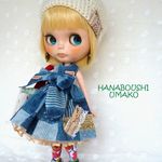 ＊デニムパッチ風ワンピースコーデ＊８点セット＊ blythe outfit＊ブライス ＊ ブライス ＊ワンピース・ブーツ・帽子＊