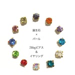 【全１５色】誕生石×パールの２Way樹脂イヤリング＆ピアス