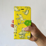 スマホケース　カエルだらけ（イエロー）