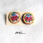 【manetakun様専用1/2】サークル花柄刺繍ピアス