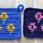 ☆２個セット☆北欧の花☆アクリルエコたわし☆