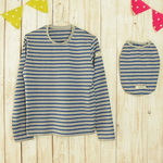 飼い主用　長袖Ｔシャツ　ネイビー×白ボーダー