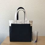 「ボックストート」小サイズ 「生成り×ブラック」帆布トートバッグ 倉敷帆布8号