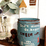 お試し価格‼️リメ缶とガーデンピックのセット  ブルー