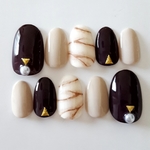 大理石ネイルBrown×CreamyBeige