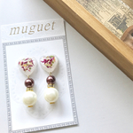 white ✕ pearl ＊heartピアス・イヤリング