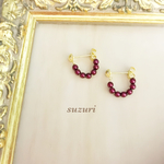 再販31❤ボルドーフープピアス