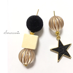 No.B019 オシャレ★⡱モノトーン×アシンメトリーピアス