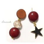 No.B020 限定品 オシャレ★⡱ボルドー×アシンメトリーピアス