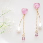 pink  love romance♡　ゆれるピアス/樹脂ノンホールピアス（イヤリング）