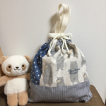 送料無料❗️体操服袋 着替え袋 巾着袋 内布付き おでかけくまちゃん