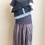 サコッシュＬＬ　クロ×グレー　帆布