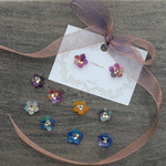 秋冬水彩画『小さめ星屑の花 ピアス/イヤリング』ashelia_watercolorjewelryクリスタルガラスと小さな星空