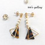 べっ甲△トライアングル△パールピアス