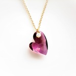 Swarovski Crysytal Assymty Heart Antique Pink Necklase