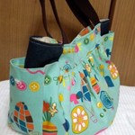 野菜柄　グリーン ギャザーバッグ　