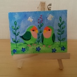 「原画」可愛い小鳥☆コザクラインコちゃん☆再販