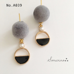 No.A039 大人▸︎▹︎グレーのサークルチャーム◉ピアス