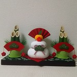 ちりめん  お正月  鏡もち&門松