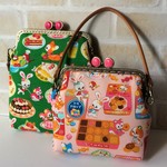 お菓子なレトロ動物♪がま口ポーチ*ミニバッグ*スクエア