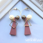 秋カラーウッドピアス(ピンク)