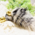 ミンクファー　キャップ加工パーツ　ゼブラ　ブラック