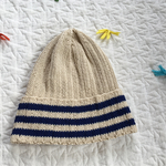  NEW! navy border cotton knit cap 〜生成り〜